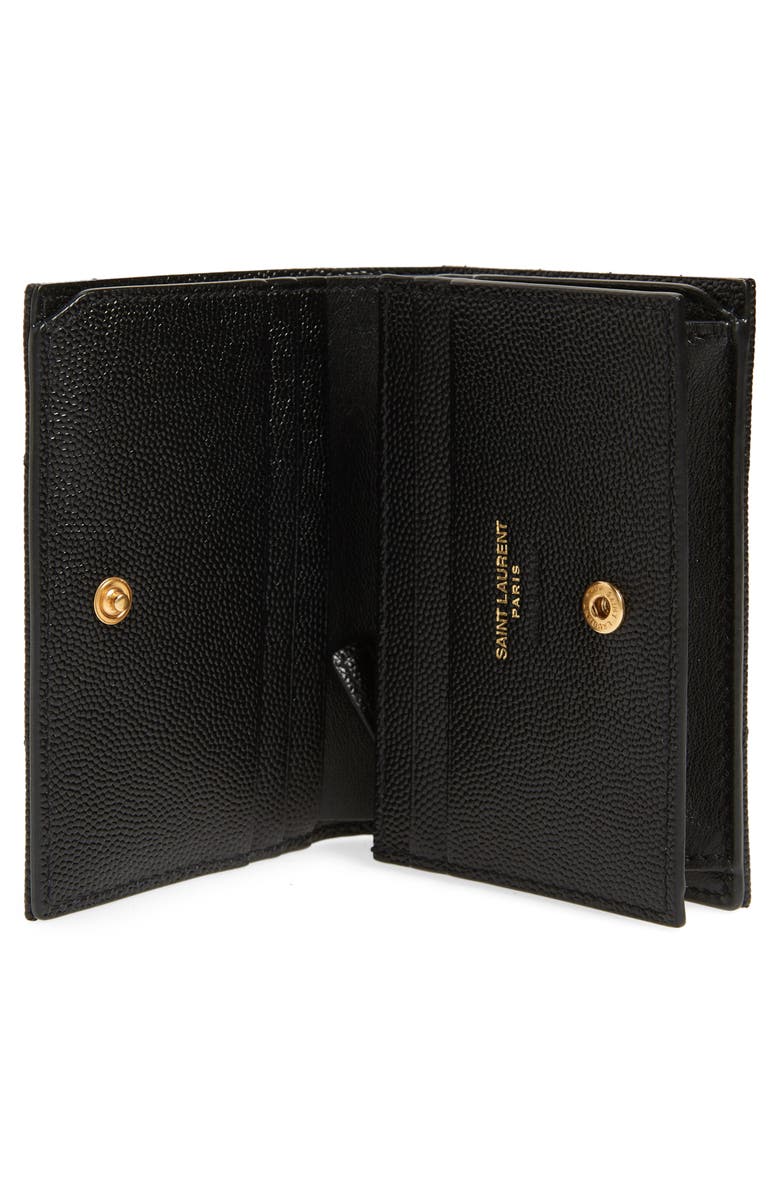 Saint Laurent Monogram Quilted Leather Leather Flap Card Case, Alternate, color, 