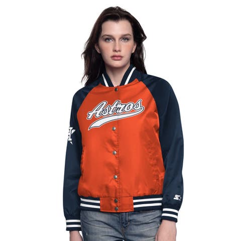 Women's Starter Orange/Navy Houston Astros Home Run Full-Snap Varsity Jacket