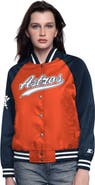 STARTER Women's Starter Orange/Navy Houston Astros Home Run Full-Snap Varsity Jacket