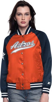 STARTER Women's Starter Orange/Navy Houston Astros Home Run Full-Snap Varsity Jacket