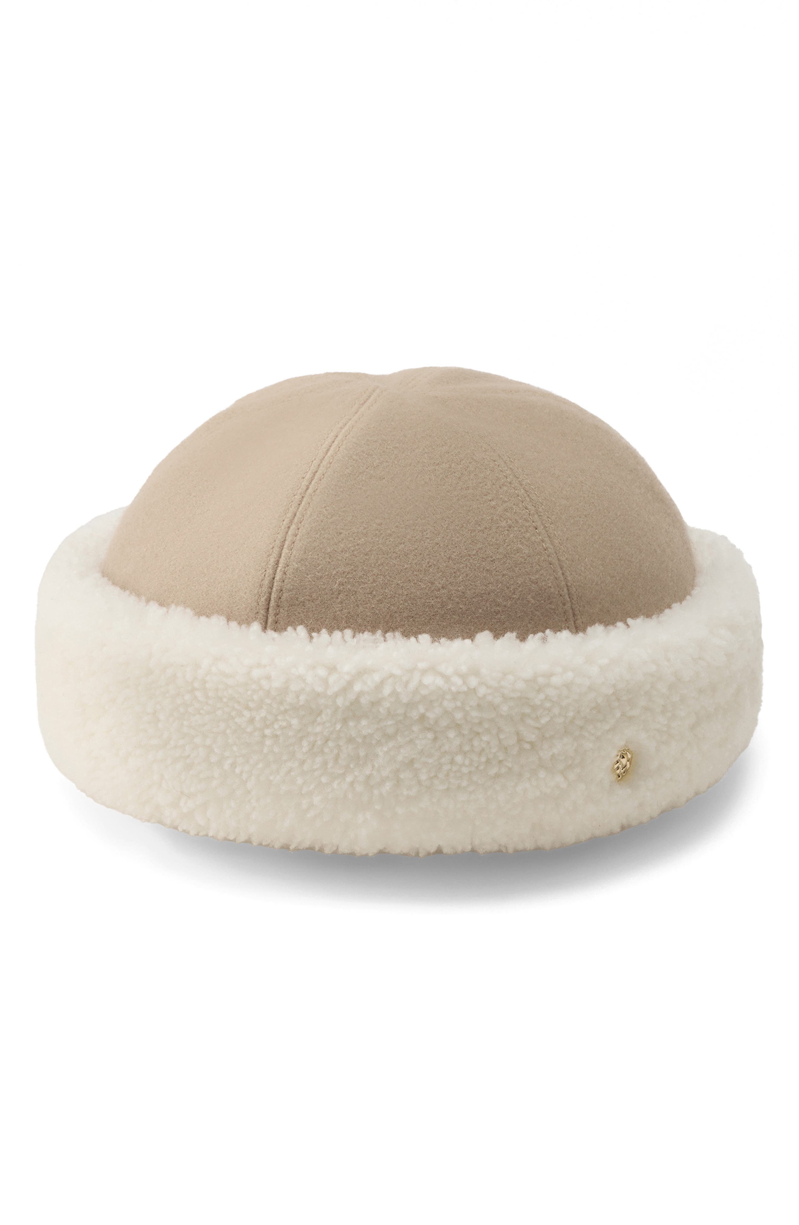 Nika Wool Beanie with Genuine Shearling Trim