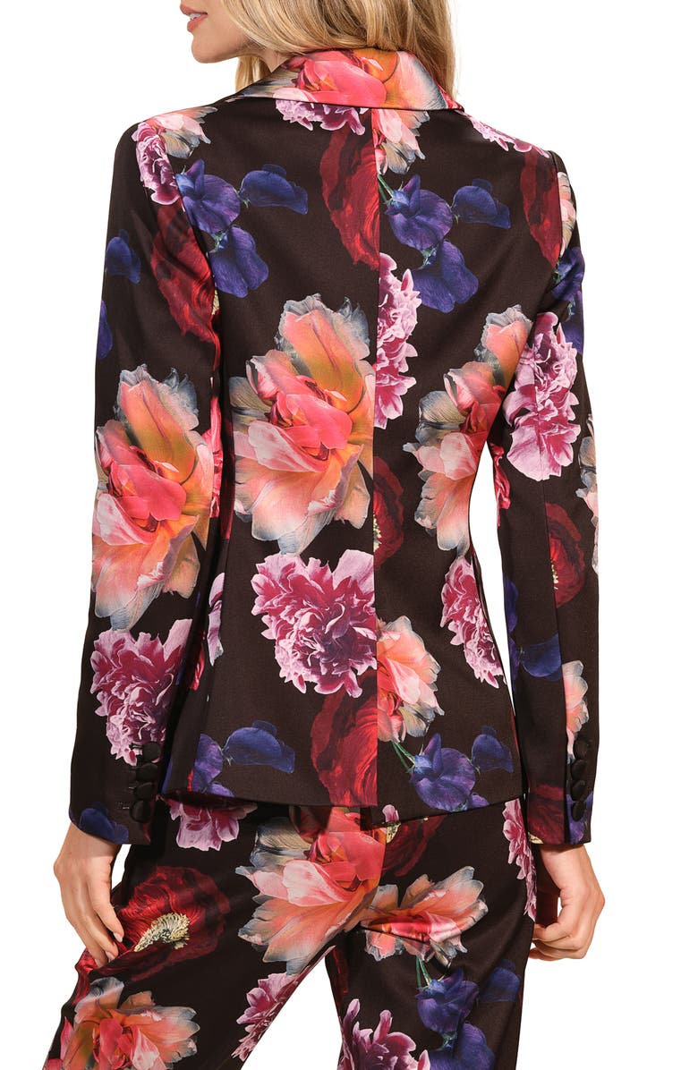 Isaac Mizrahi New York Floral Satin Tuxedo Jacket, Alternate, color, Fleur Nocturne