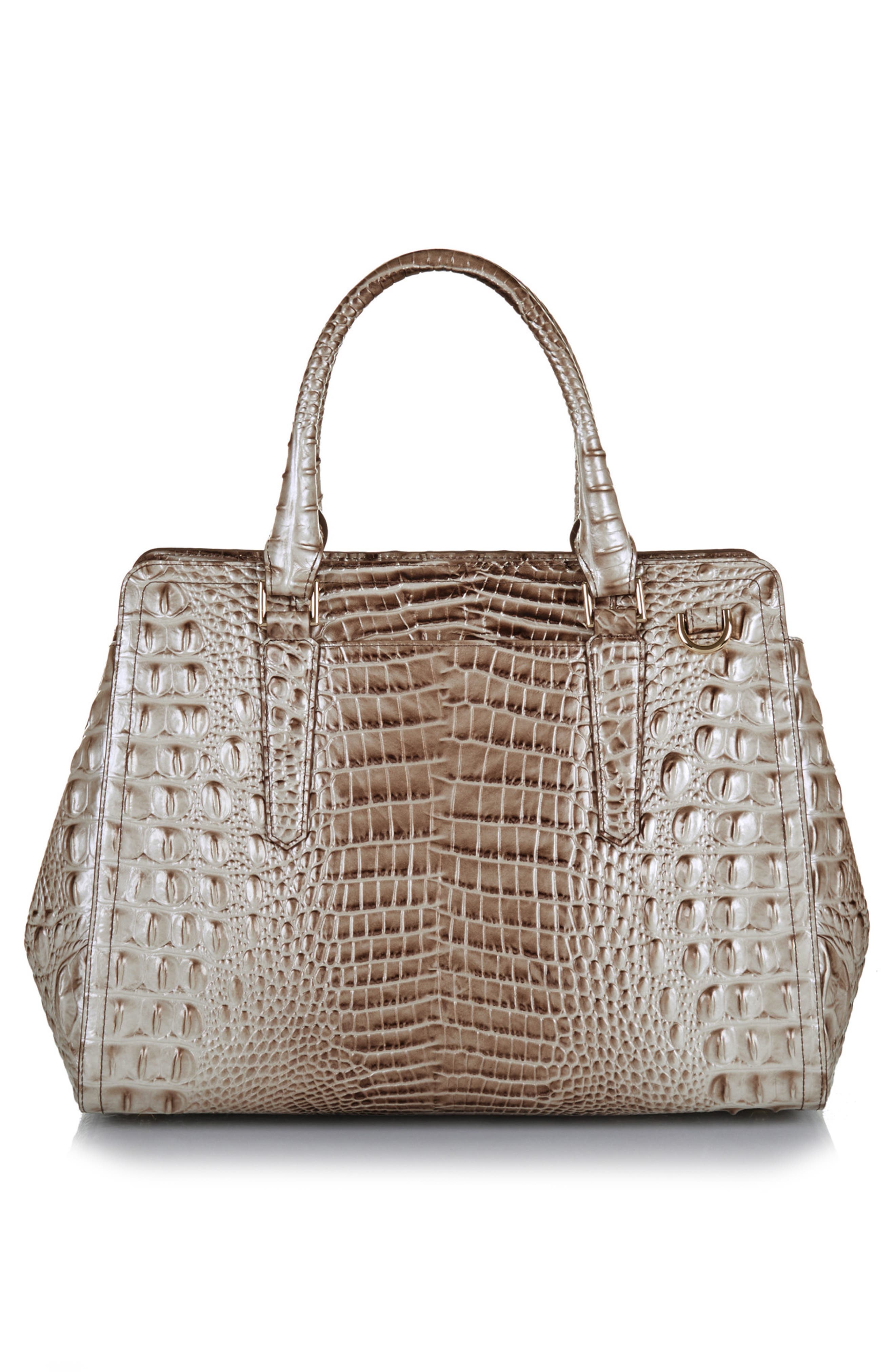 Finley Small Croc Embossed Leather Satchel, Alternate, color, ALABASTER MELBOURNE