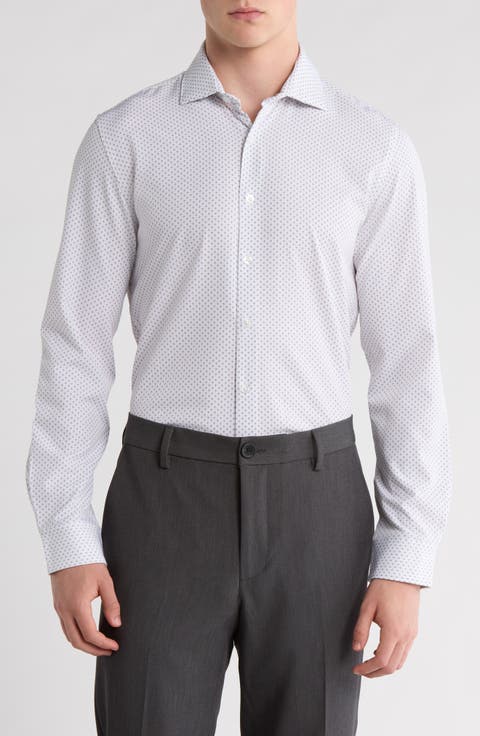 Geometric Print Button-Up Shirt