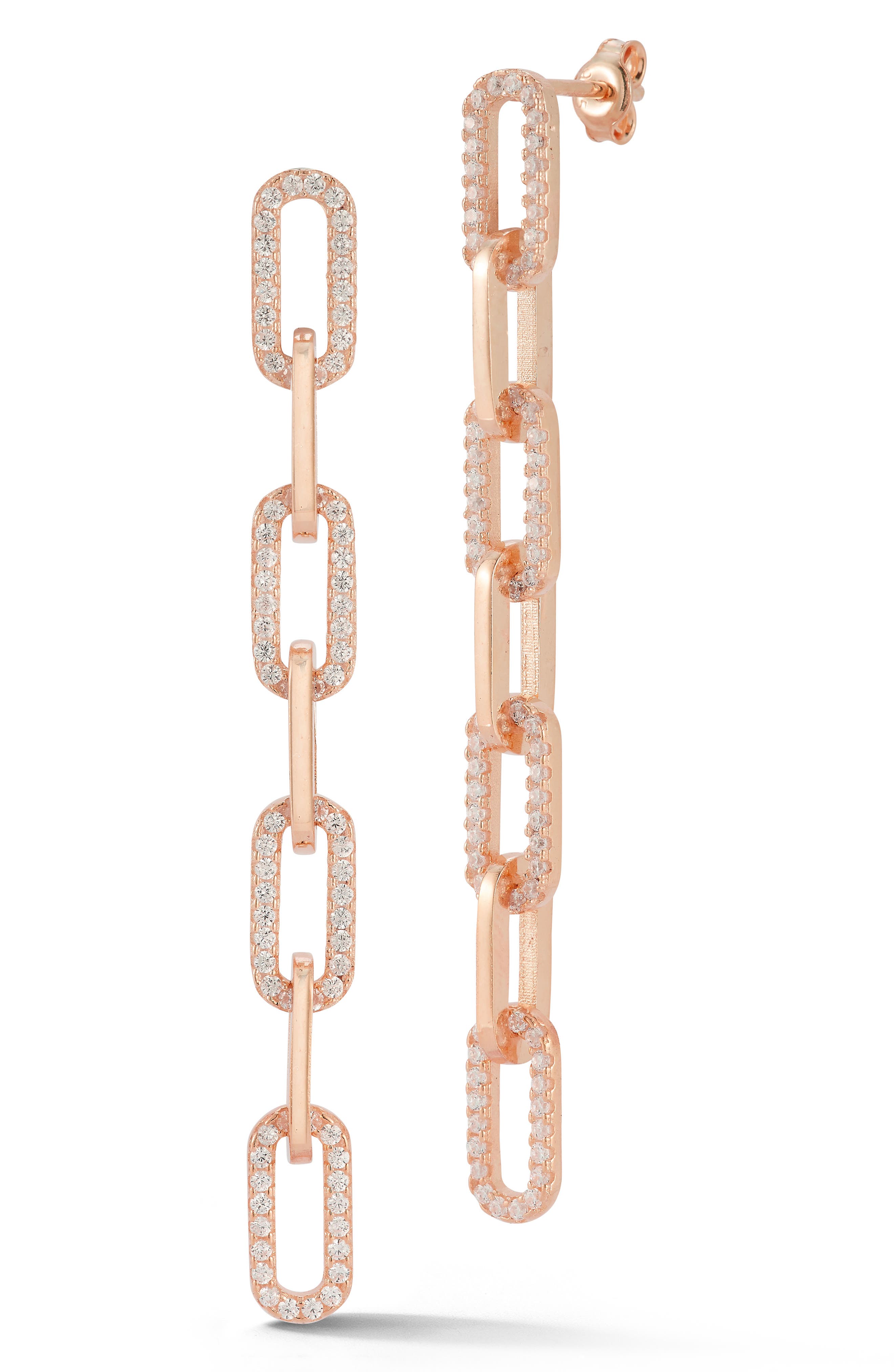 CHLOE AND MADISON 14K Rose Gold Plated CZ Link Drop Earrings