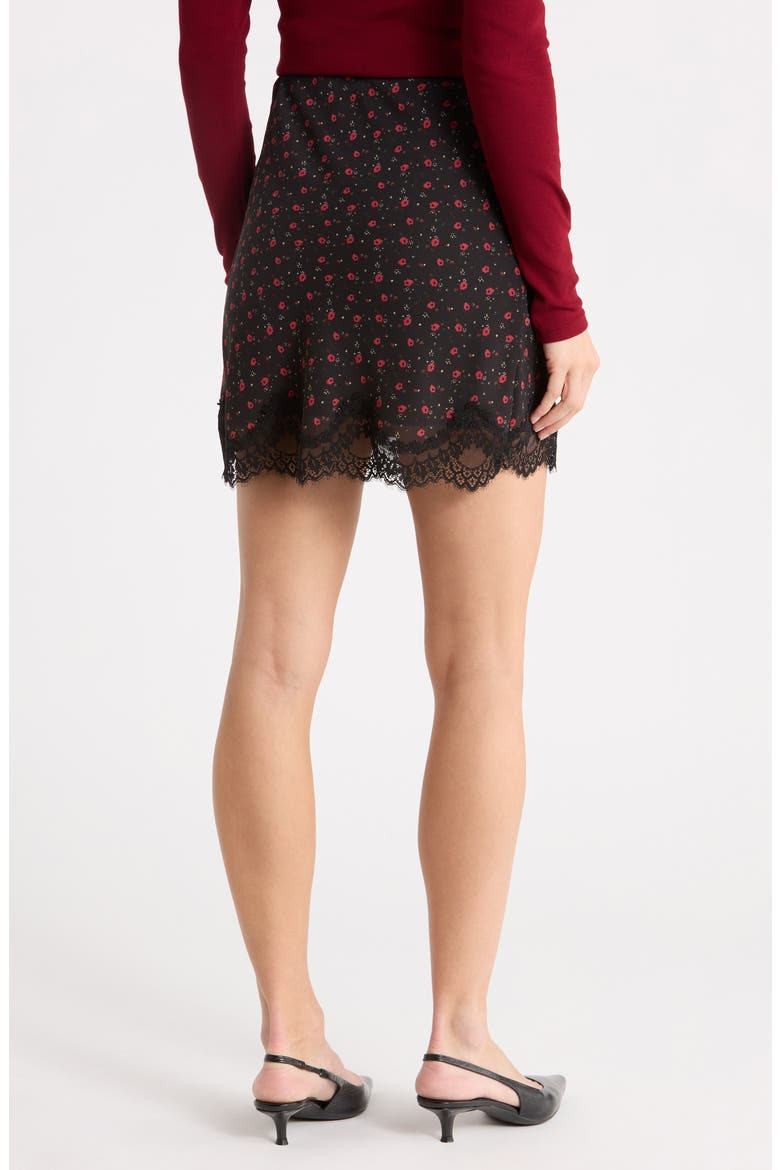 Floral Lace Trim Miniskirt, Alternate, color, BLACK RED FLORAL