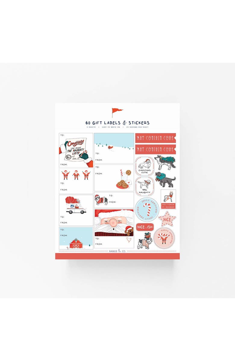 Ramus & Co Christmas/Holiday "Santa & Dogs" To/From Gift Labels, Main, color, Multi-Pack