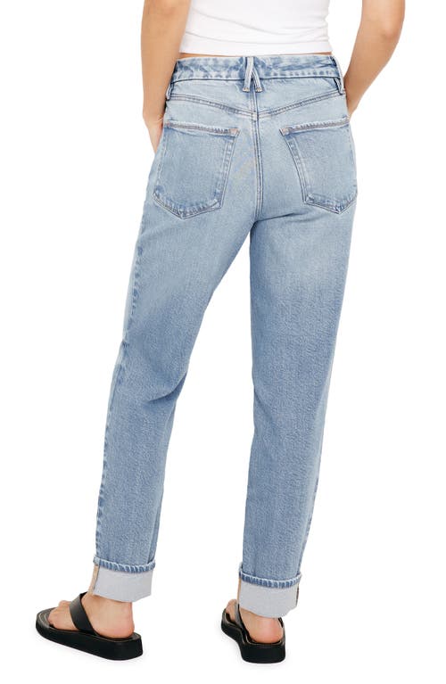 Shop Good American High Waist Cuff Straight Leg Jeans In Indigo510