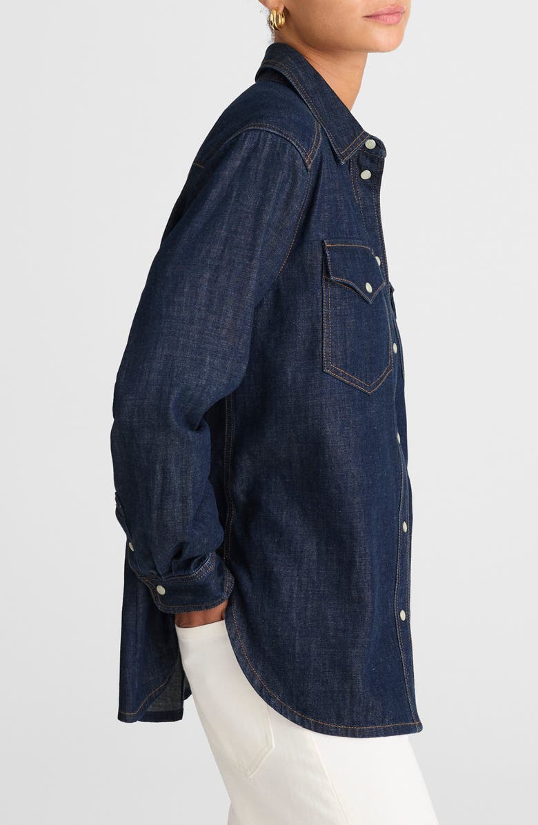 Madewell Western Oversize Denim Button-Up Shirt, Alternate, color, Rinse Wash