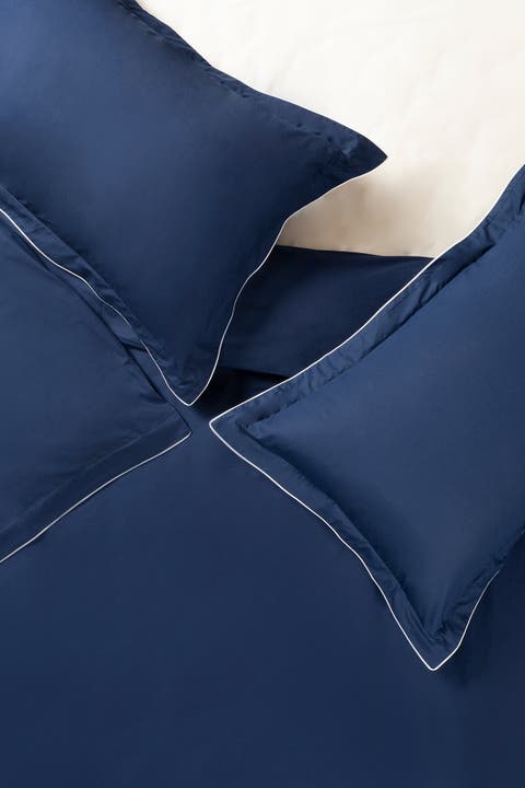 Brito Piping Cotton Percale King Duvet Cover Set