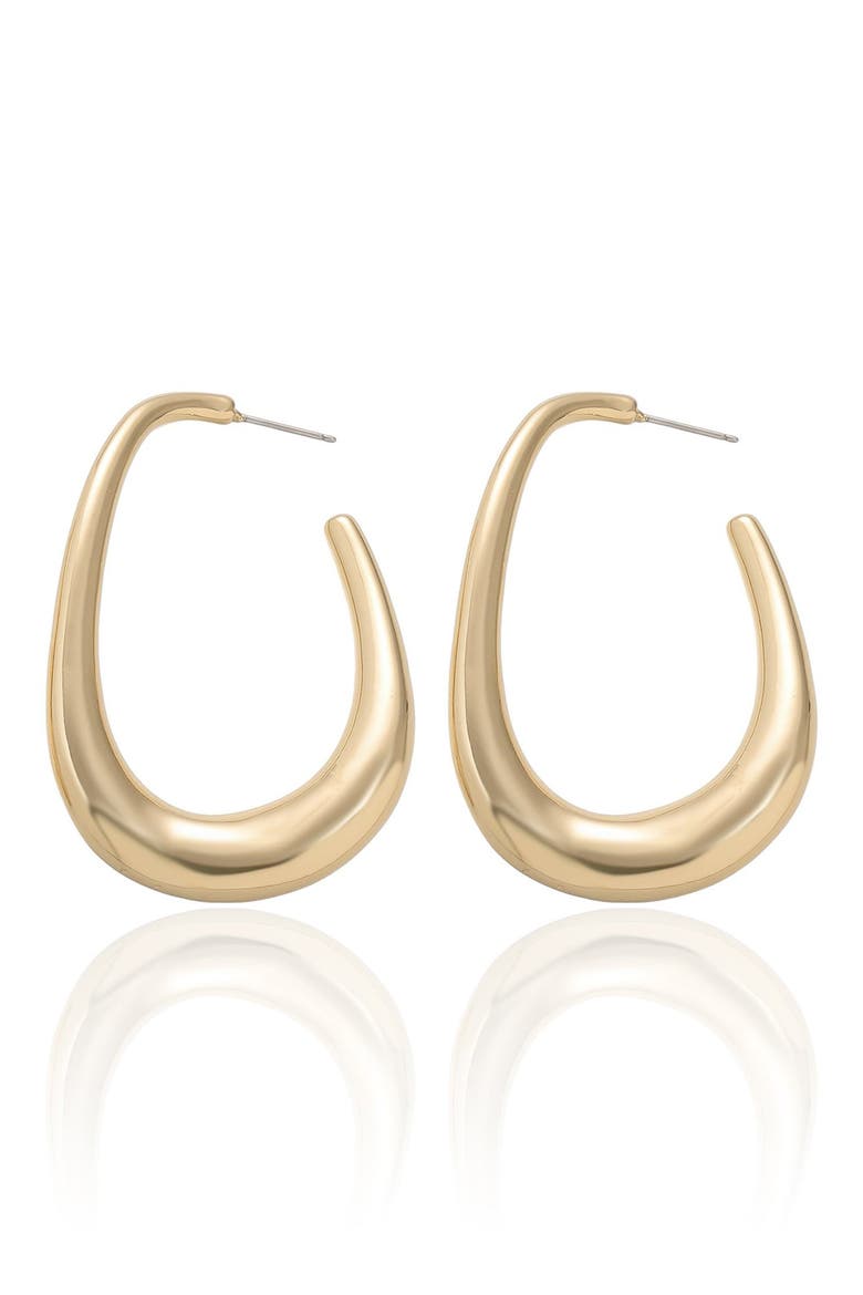 Abstract Oblong Hoop Earrings, Alternate, color, GOLD