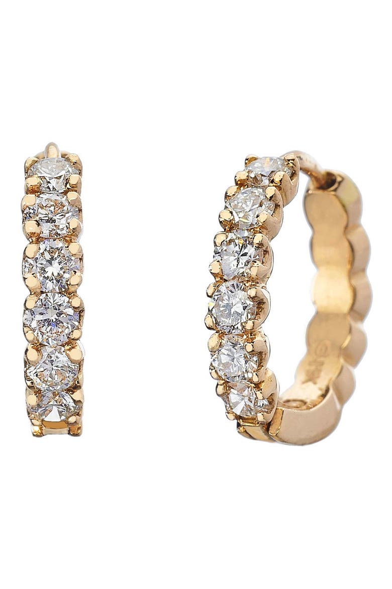 Zelda Diamond Huggie Earrings, Main, color, 18K YG