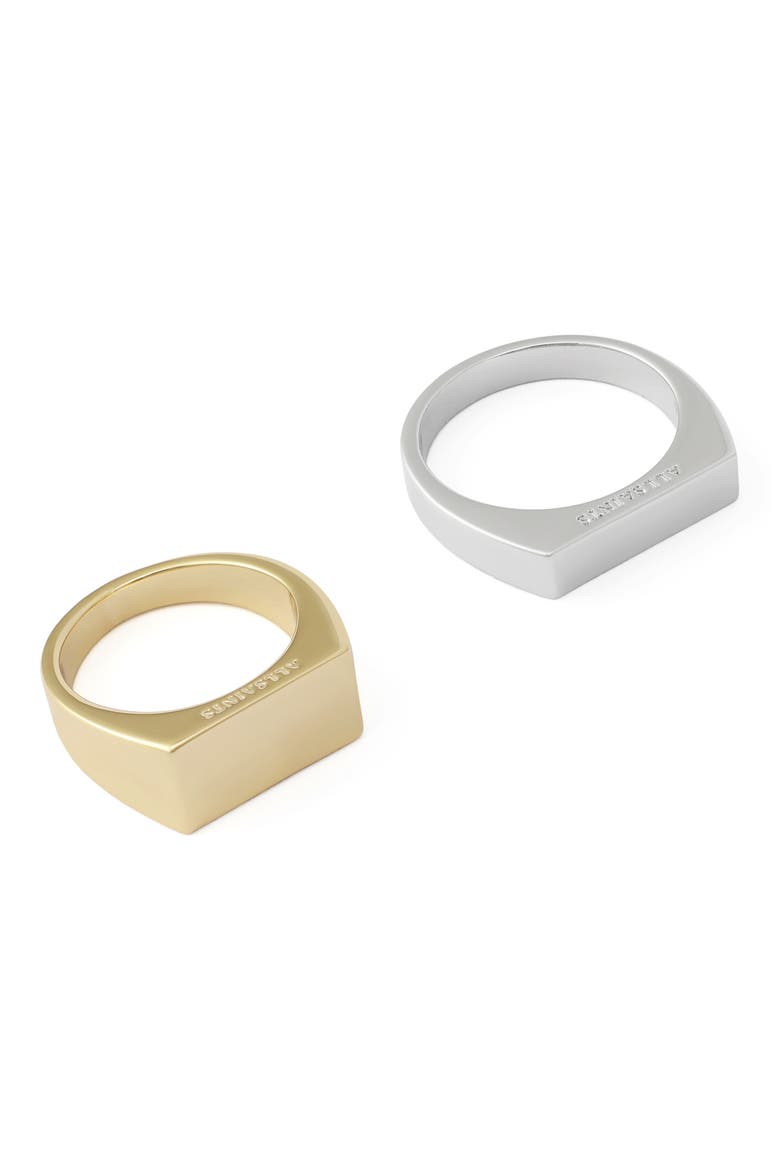 Set of 2 Signet Rings, Alternate, color, TWO TONE SHINY