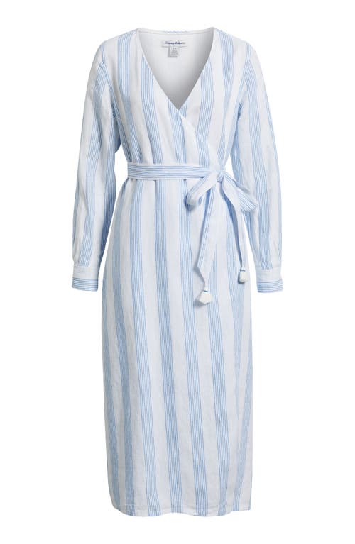 Tommy Bahama Bayside Isle Long Sleeve Linen Wrap Dress In Blue