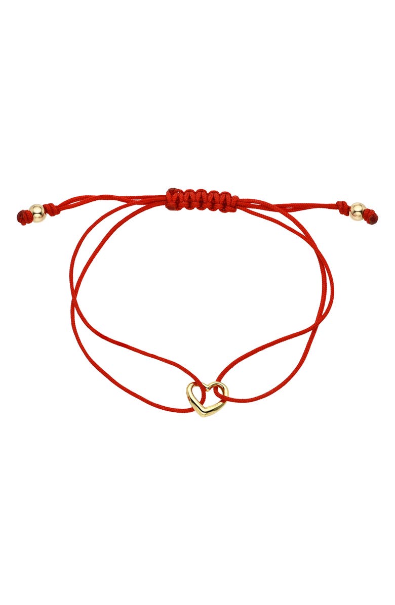 Zoe Lev Open Heart Fortune Bracelet, Main, color, Red
