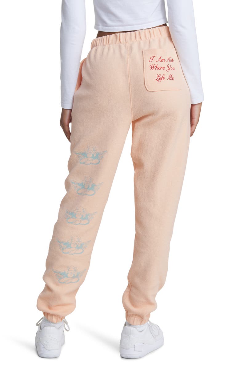 BOYS LIE I Am Not Where You Left Me Cotton French Terry Joggers, Alternate, color, Peach