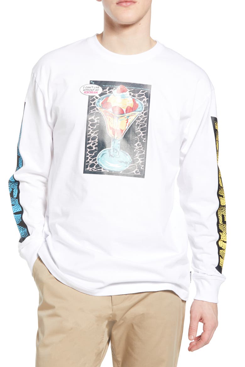 Strawberry Long Sleeve Graphic Tee, Main, color, WHITE