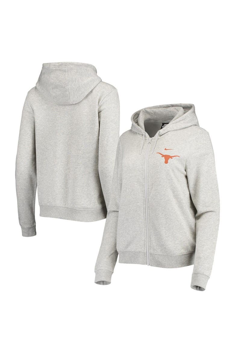 Women's Nike Heathered Gray Texas Longhorns Varsity Fleece Full-Zip Hoodie, Alternate, color, Heather Gray