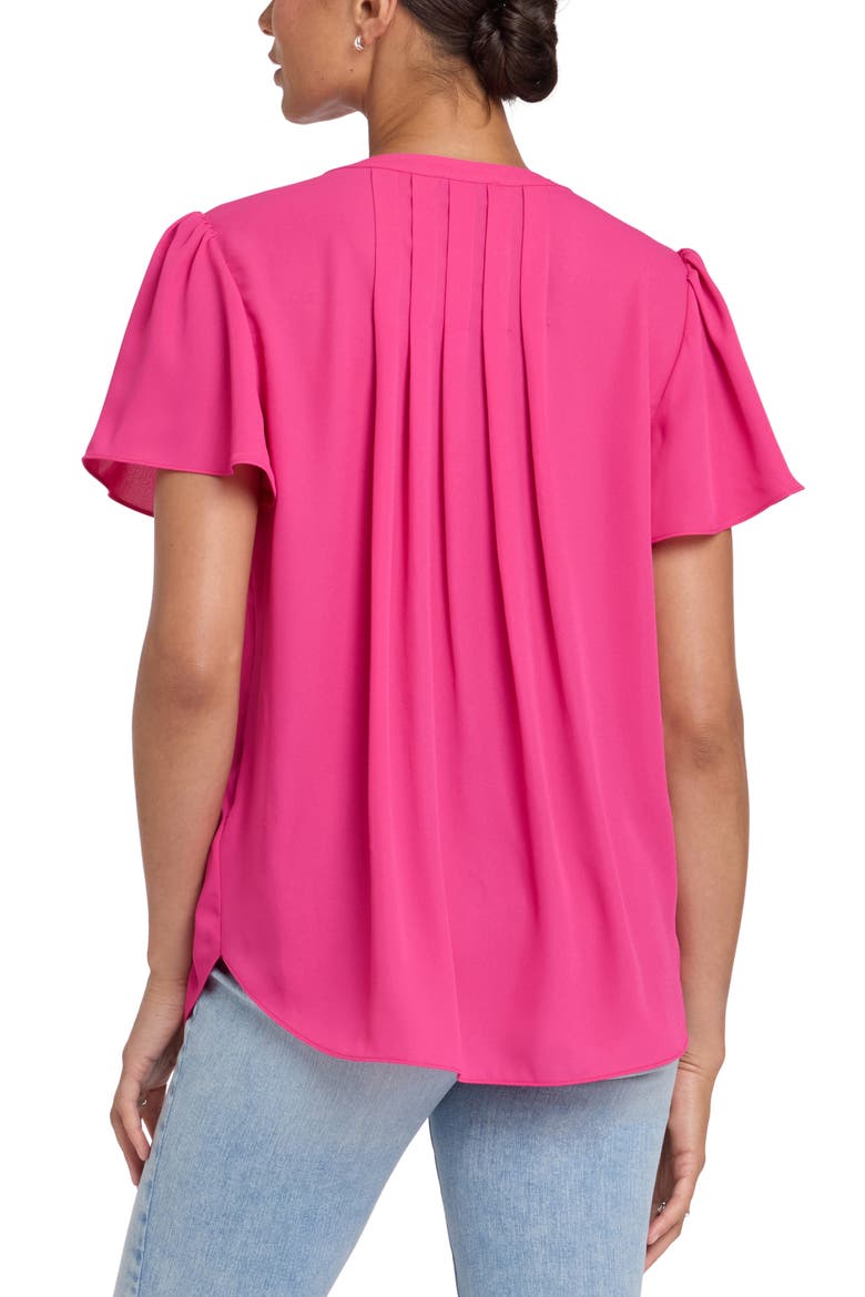 Pleated Back Flutter Sleeve Top, Alternate, color, PINK HEART