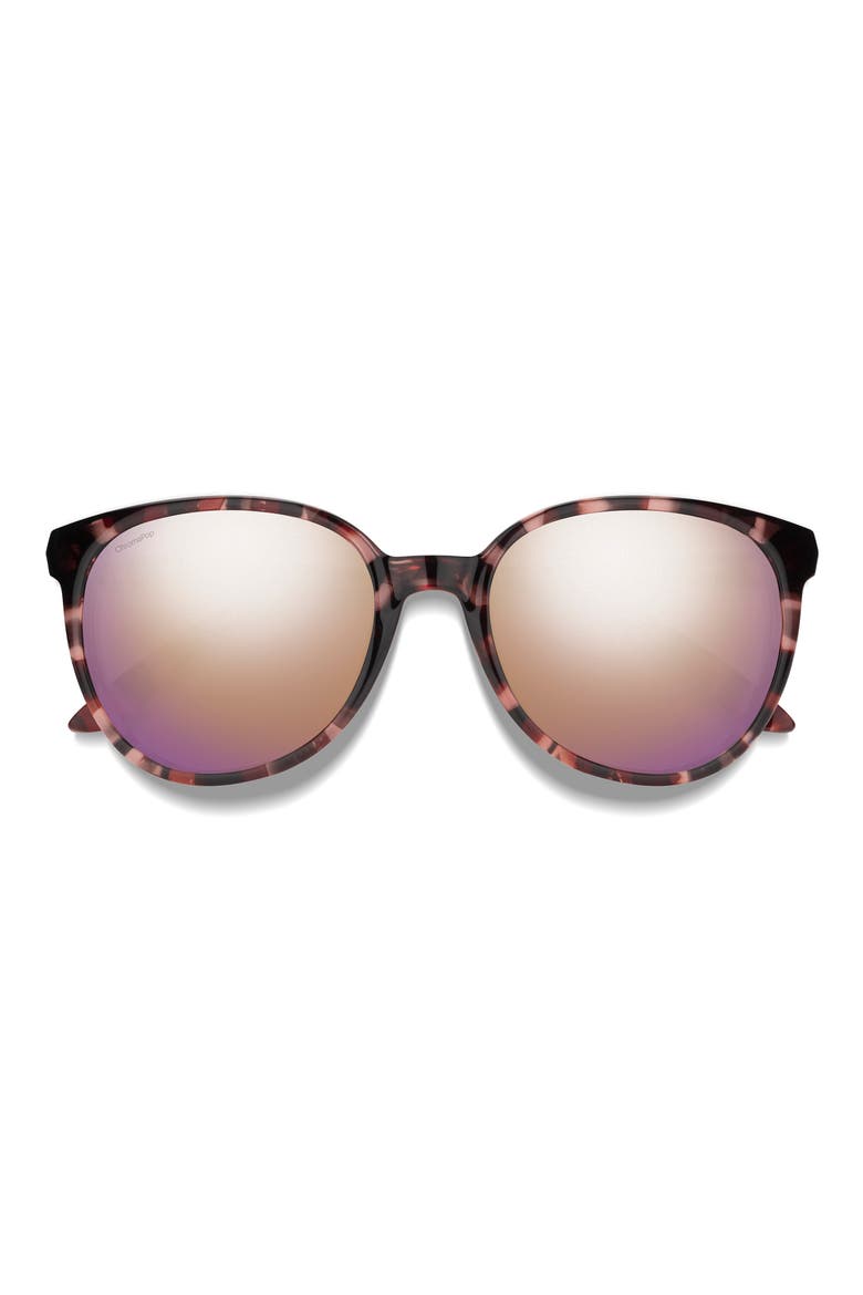 Cheetah 54mm Polarized Round Sunglasses, Main, color, ROSE TORTOISE / ROSE GOLD