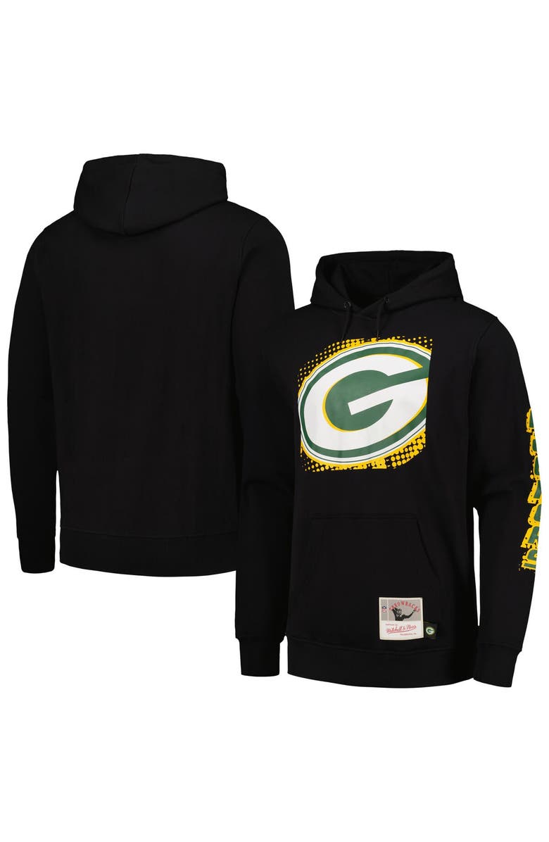 Mitchell & Ness Men's Mitchell & Ness Black Green Bay Packers Gridiron Classics Big Face 7.0 Pullover Hoodie, Alternate, color, Black