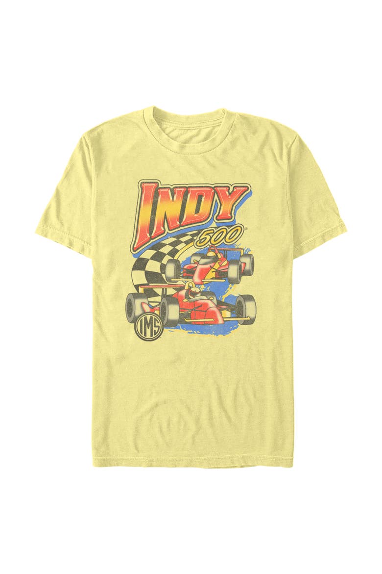 Mens Indy 500 Retro Race T Shirt, Alternate, color, Banana