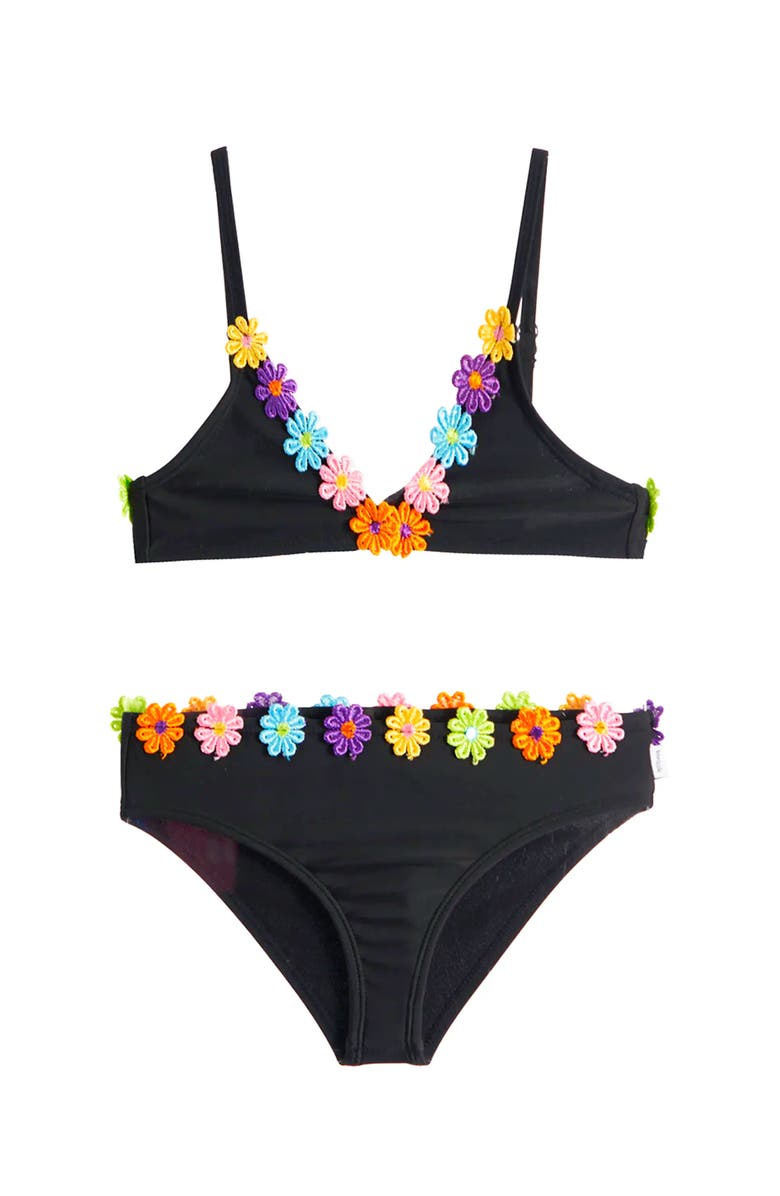 Limeapple Floral Bikini, Main, color, Black