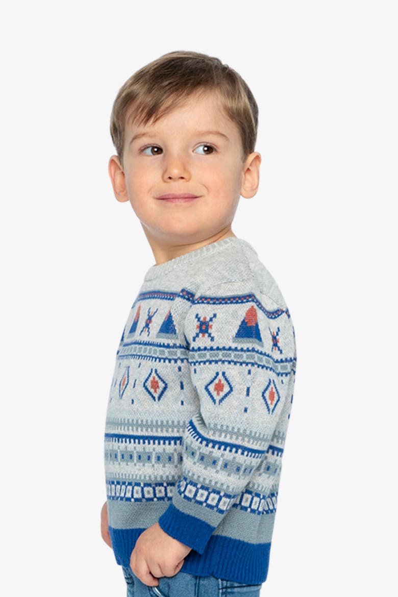Jacquard Knit Fair Isle Ribbed Cuff Sweater, Alternate, color, Blue and Beige