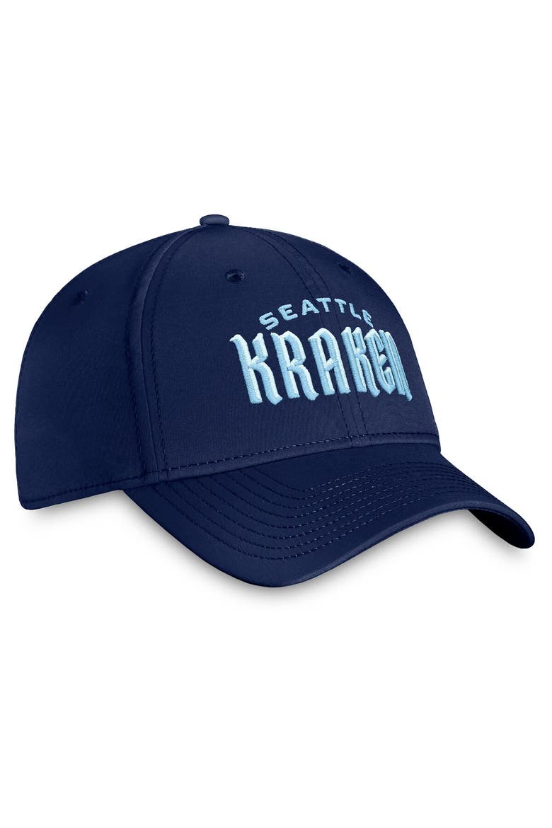 Men's Fanatics Branded Deep Sea Blue Seattle Kraken Wordmark Flex Hat, Alternate, color, Navy
