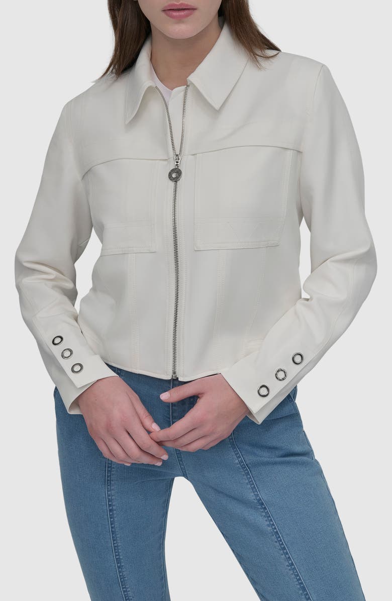 DKNY Grommet Sleeve Trucker Jacket, Main, color, 