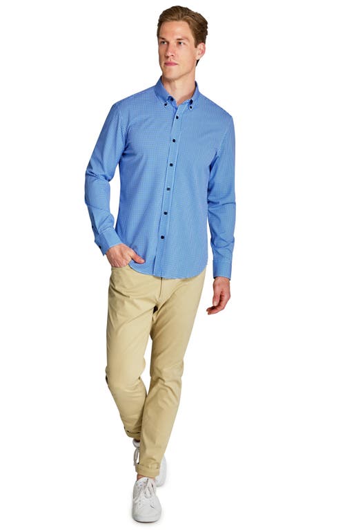 Construct Slim Fit Gingham 4-way Sport Shirt In Blue
