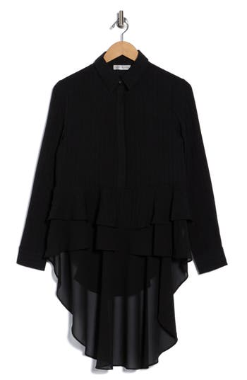 Patrizia Luca Layered High-low Button-down Shirt In Black
