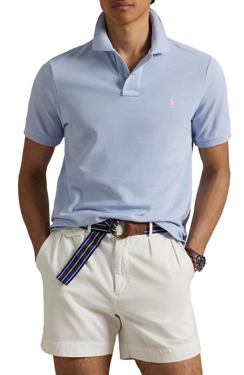 Polo Ralph Lauren Classic Fit Solid Blue Cotton Piqué Polo, Main, color,