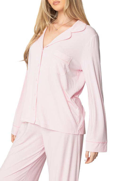 Edikted Jeanette Button-up Pajama Top In Light-pink