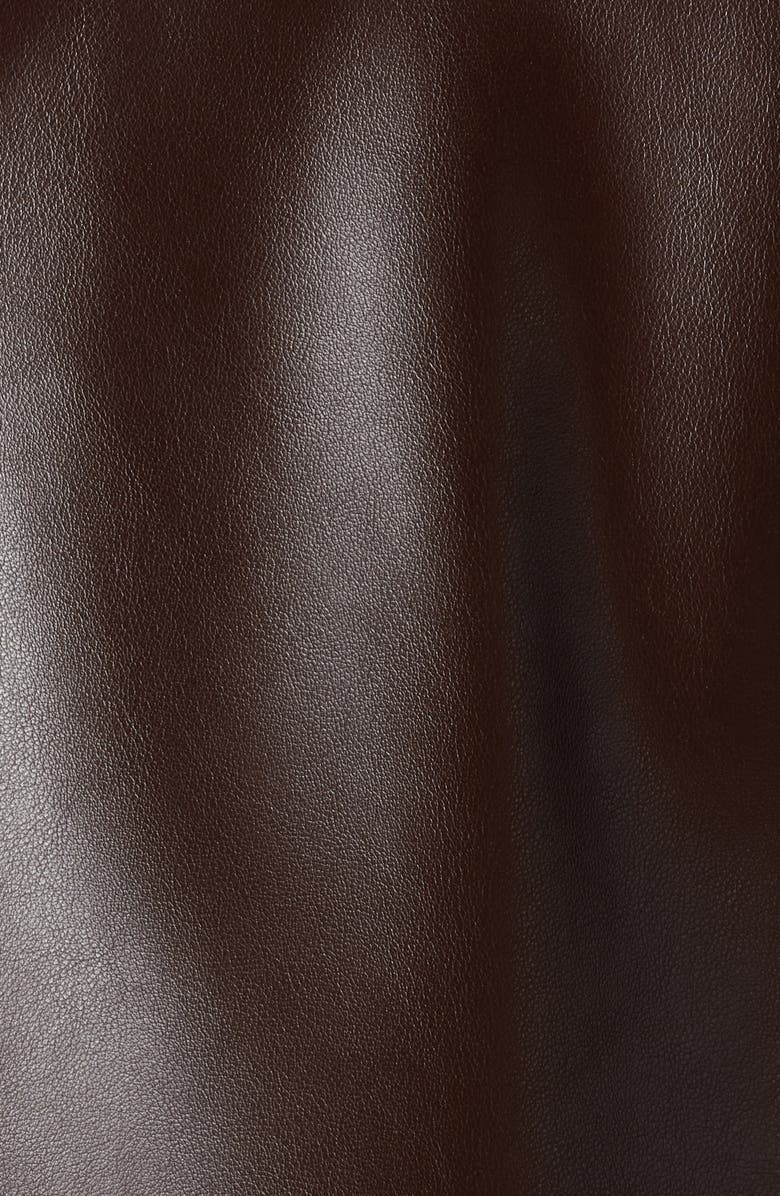 Pixie Market Tie Waist Faux Leather Trench Coat, Alternate, color, Dark Brown