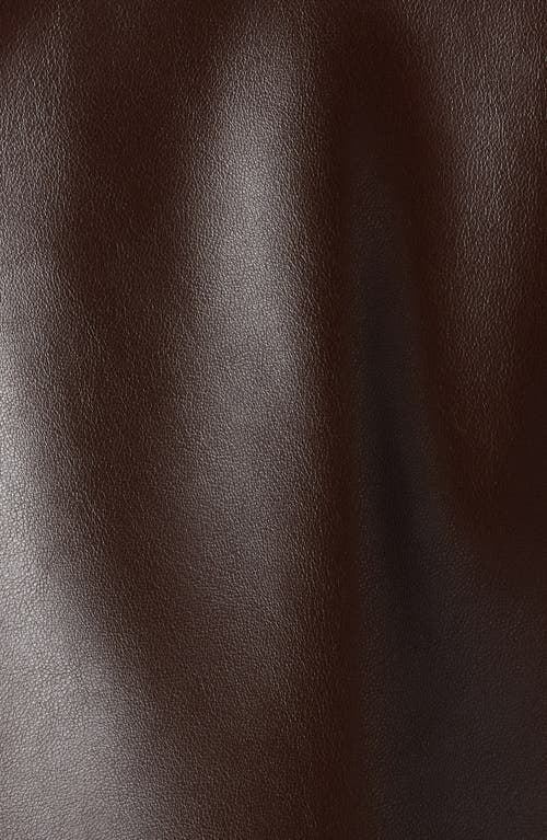 Pixie Market Tie Waist Faux Leather Trench Coat In Dark Brown