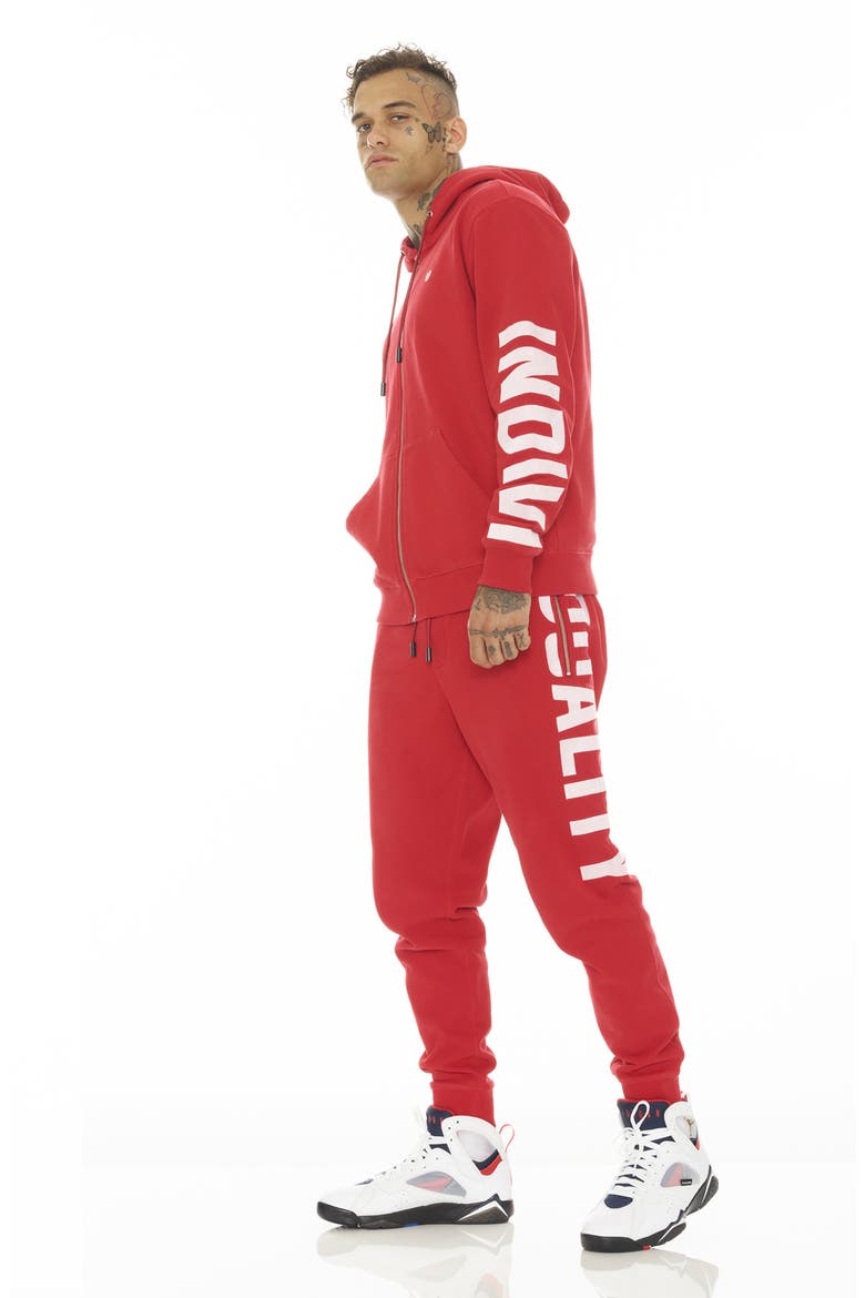 Logo Graphic Zip-Up Hoodie & Sweatpants, Alternate, color, RED