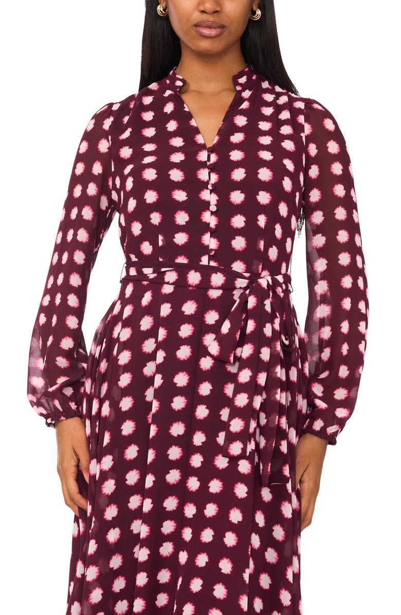 Halogen<sup>®</sup> Long Sleeve Midi Dress, Alternate, color, Windsor Wine