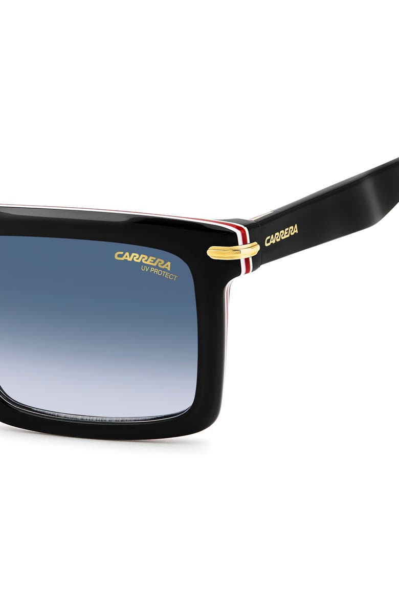 Carrera Eyewear 54mm Rectangular Flat Top Sunglasses, Alternate, color, Black Red/ Dark Blue