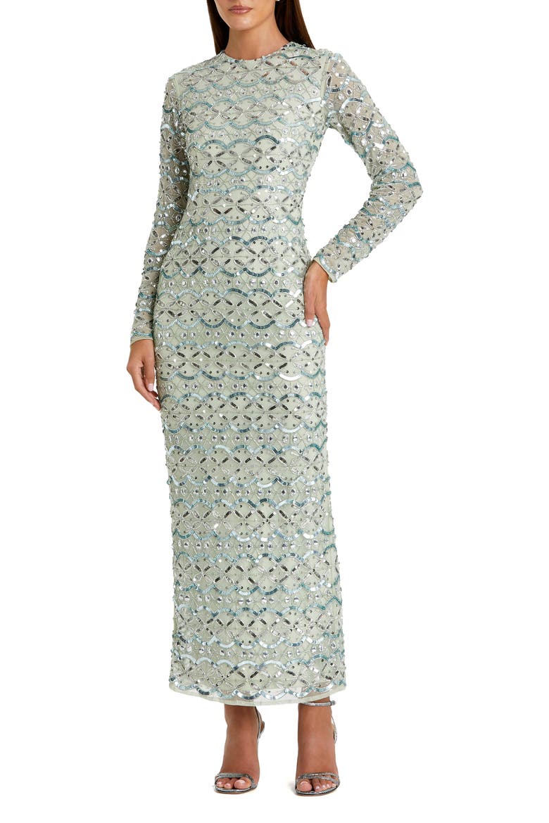 Long sleeve Embellished Dress, Main, color, Jade