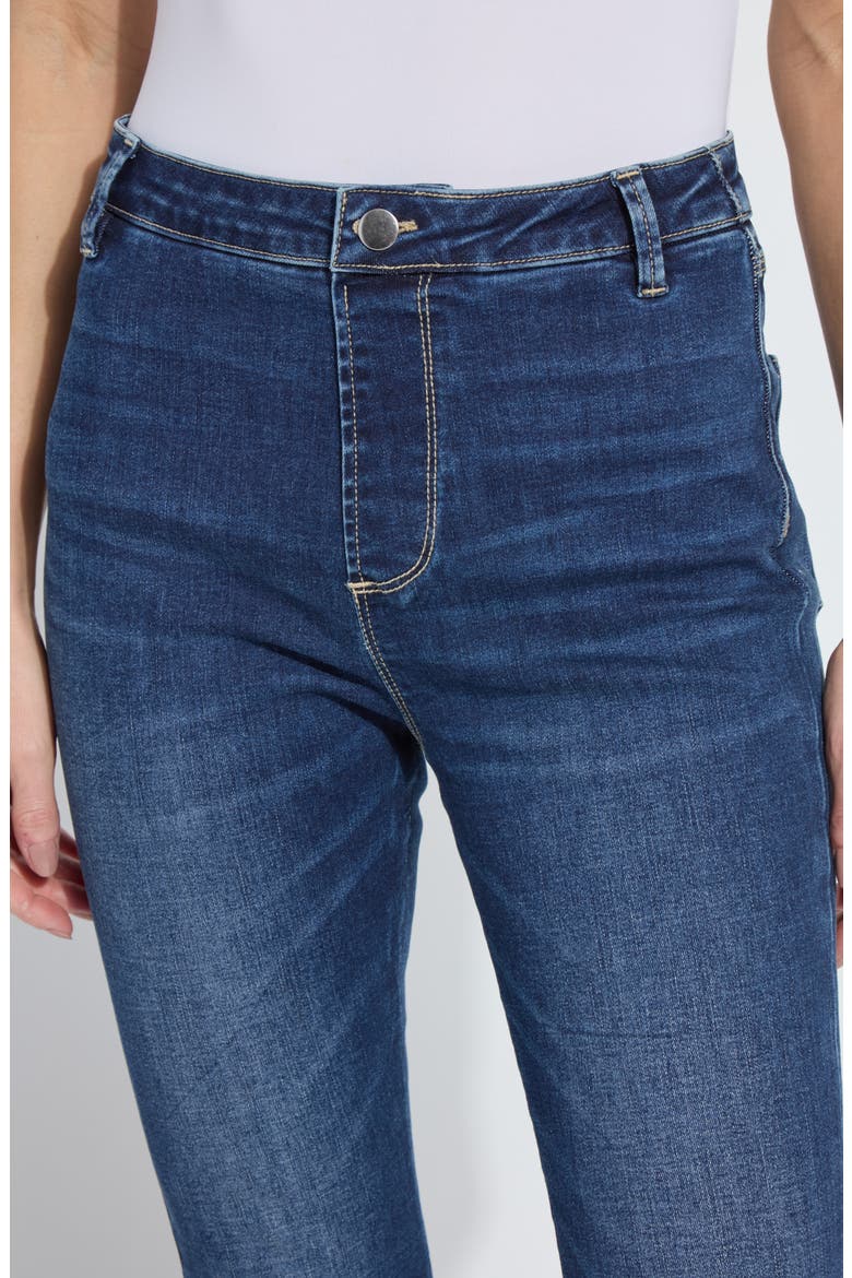 Estelle Pull-On High Waist Flare Jeans, Alternate, color, DARK MIDWASH