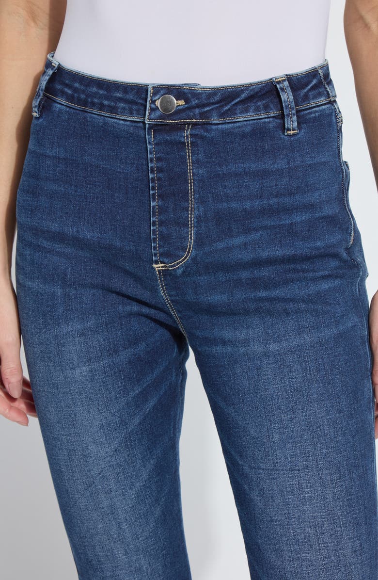 Lysse Estelle Pull-On High Waist Flare Jeans, Alternate, color, Dark Midwash