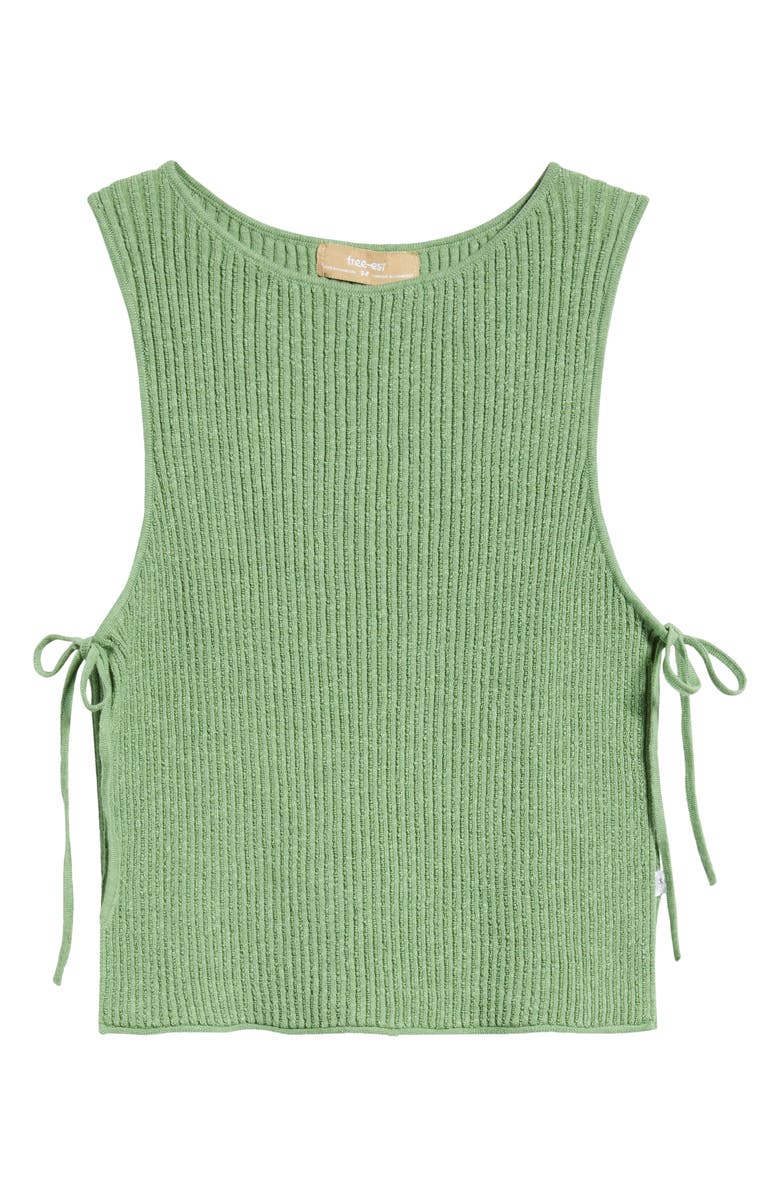 Free People Lizzie Rib Side Tie Sleeveless Cotton & Linen Blend Sweater, Alternate, color, Green Eyes