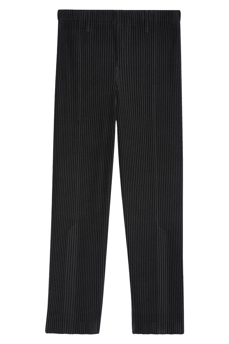 Pleated Tailored Straight Leg Pants, Alternate, color, BLACK