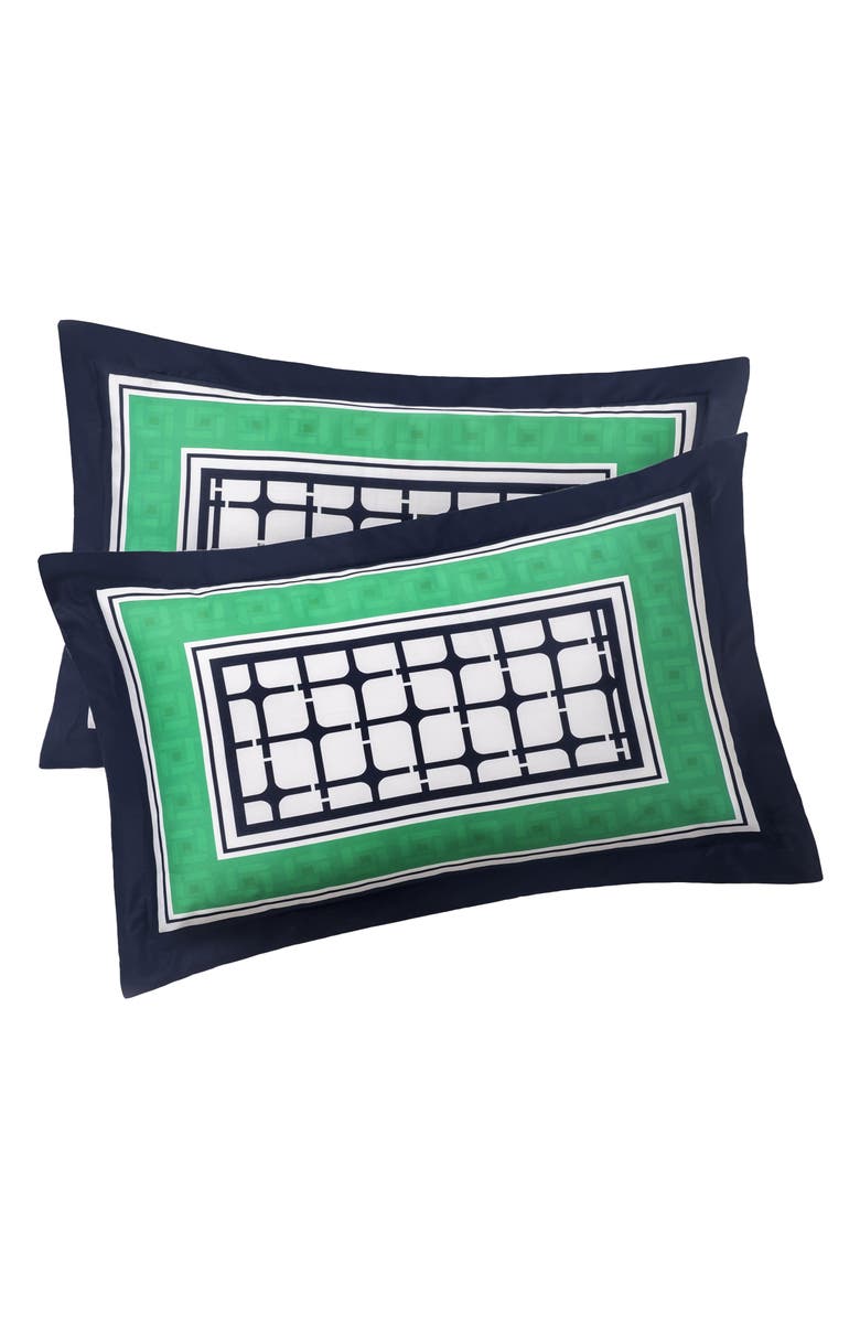 Brooks Brothers Set of Two Framed Print Sateen Pillow Shams, Main, color, Navy