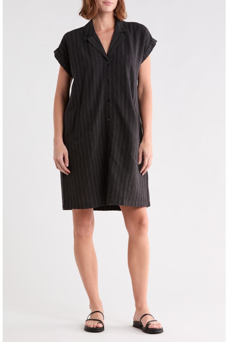 Organic Cotton Blend Shirtdress, Main, color, BLACK
