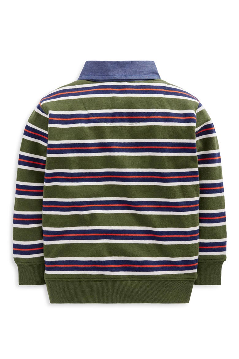 Kids' Striped Collared Sweatshirt, Alternate, color, BRUNSWICK GREEN / COLLEGE NAVY