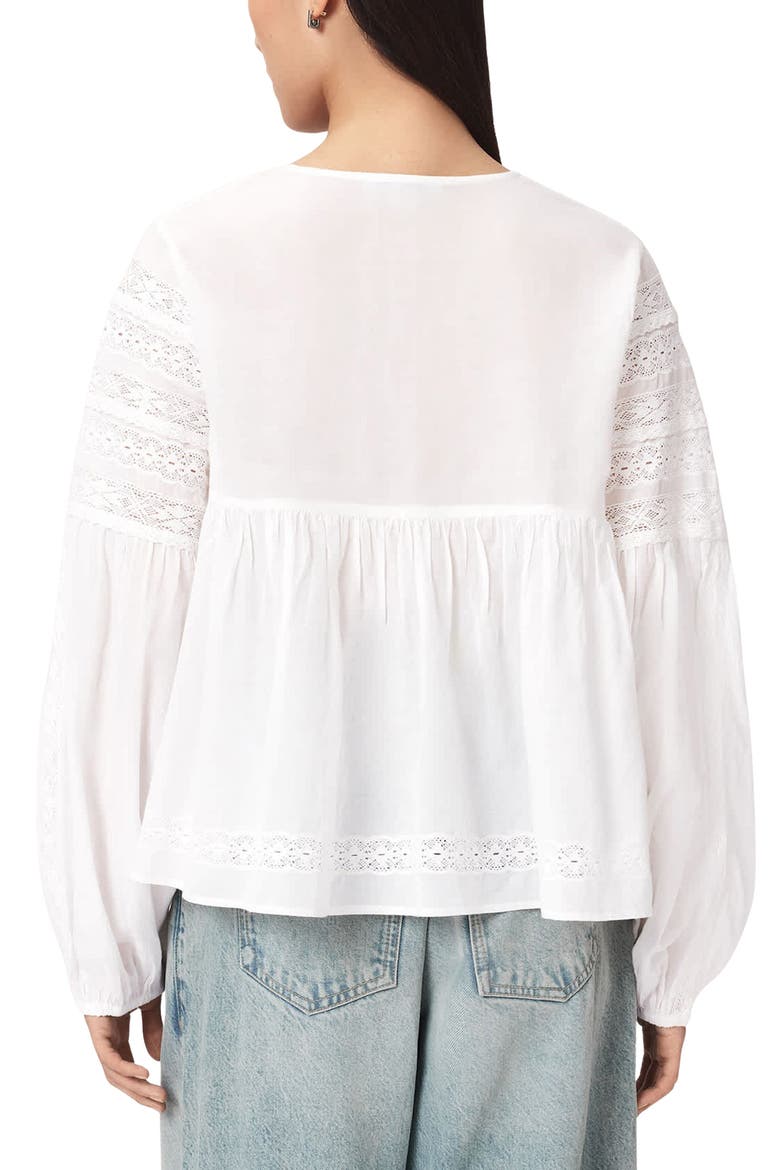 Neneh Lace Trim Eyelet Top, Alternate, color, WHITE