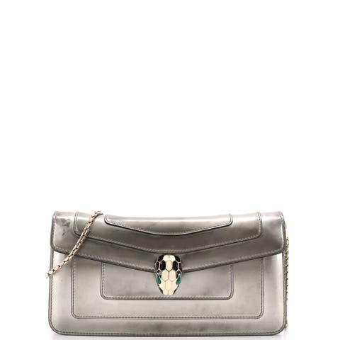 Serpenti Forever Chain Clutch Metallic Leather