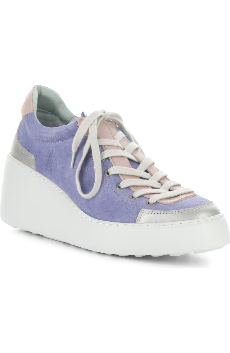 Fly London Dufy Platform Wedge Sneaker, Main, color, Silver/ Plpink/ Violet